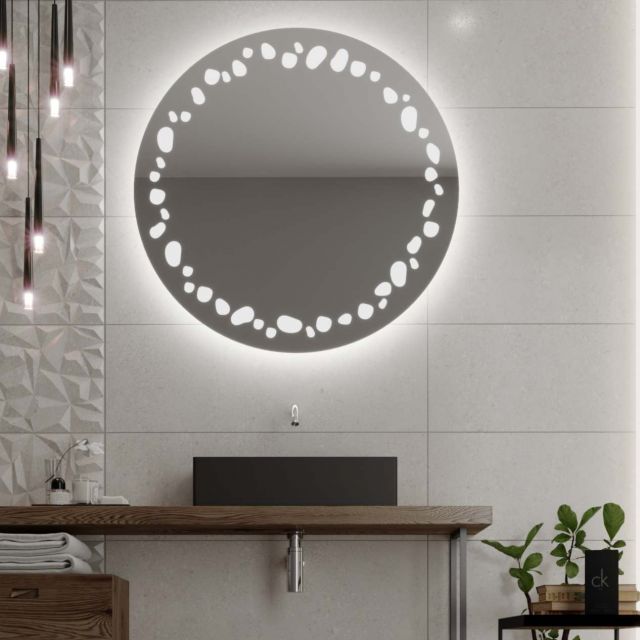 Runde spejl med LED-belysning C7