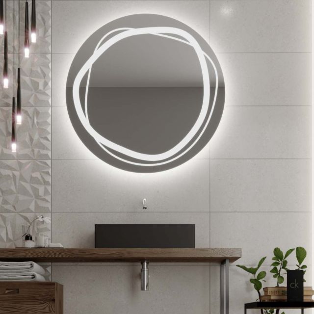 Runde spejl med LED-belysning C9