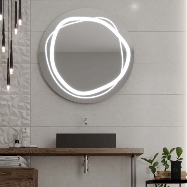 Runde spejl med LED-belysning C9 premium