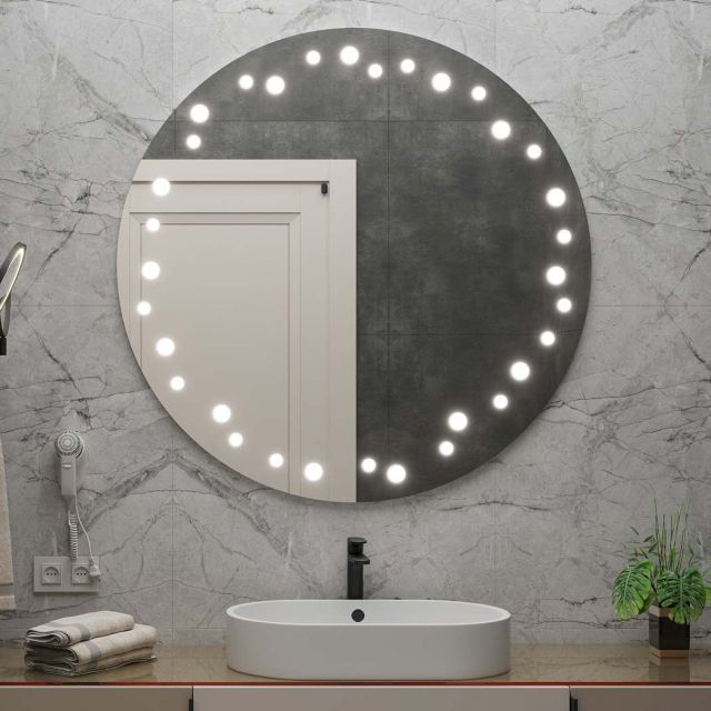 Runde spejl med LED-belysning C10 premium