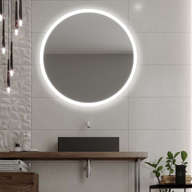 Runde spejl med LED-belysning C1