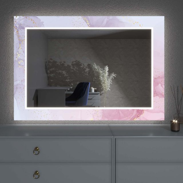 LED-spejl med dekoration D8
