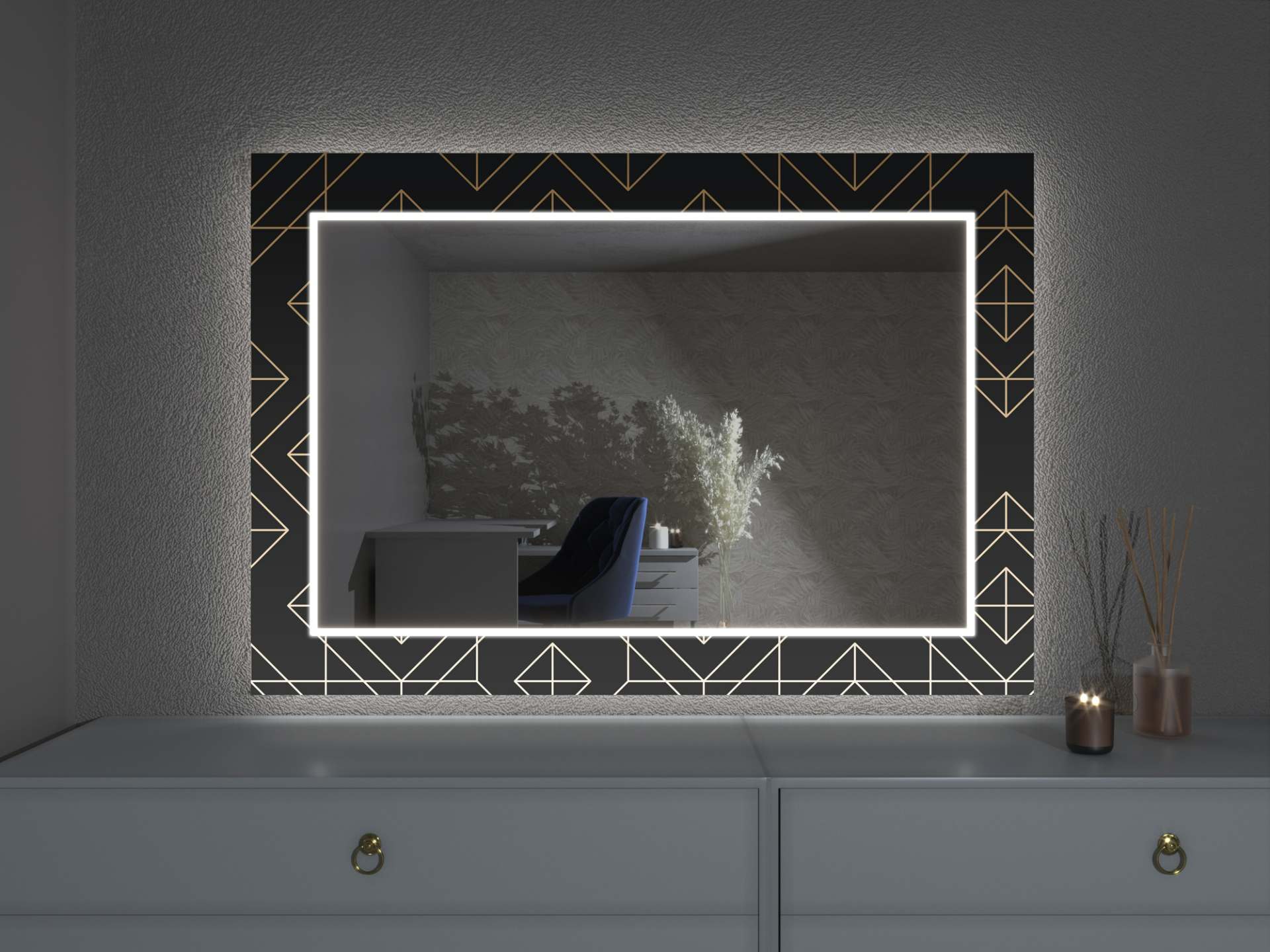 LED-spejl med dekoration D10