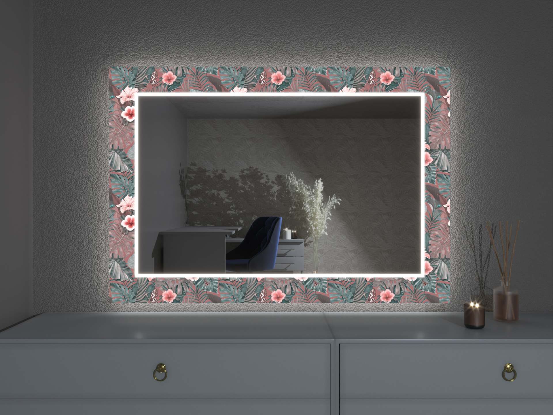 LED-spejl med dekoration D26